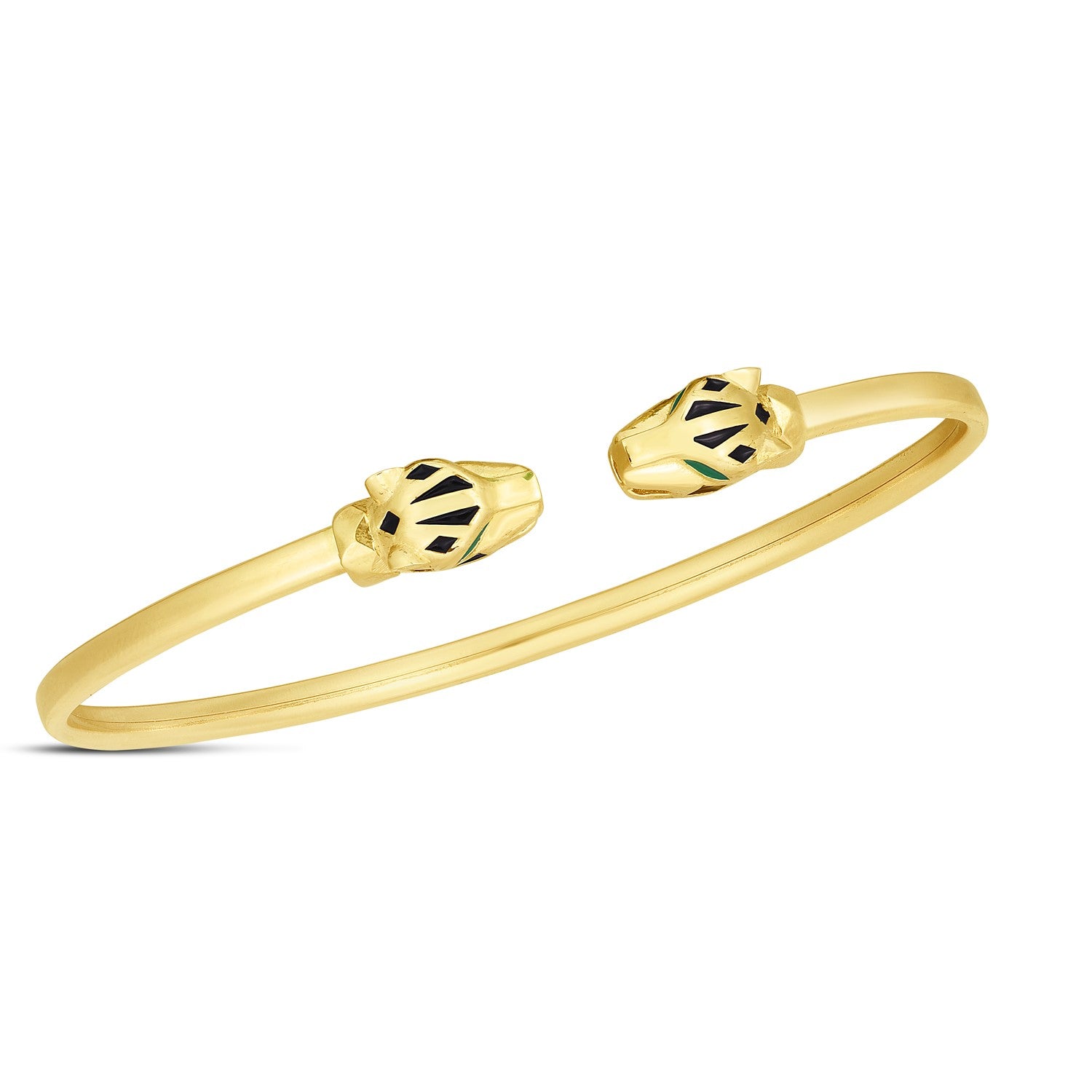 14k Yellow Gold Panther Bangle (3.00 mm) in a sleek high-contrast midnight luxury editorial style